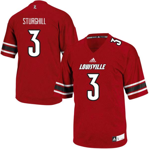 Men Louisville Cardinals #3 Cornelius Sturghill College Football Jerseys Sale-Red